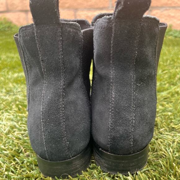 Tom’s Ella Suede Leather Chelsea Style Slip On Low Heel Ankle Boots Black sz 10 - Picture 6 of 7